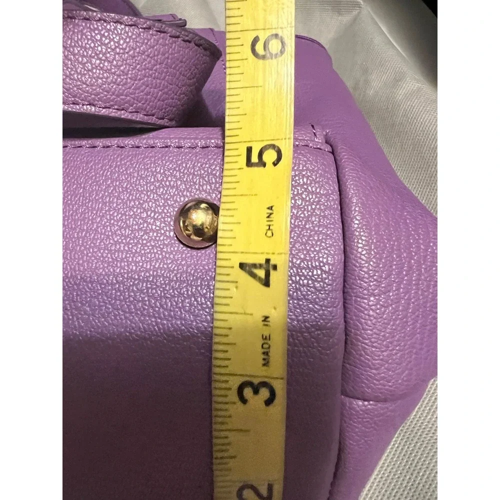 Dora Delphine Purple Leather‎ Satchel Crossbody Bag Gold Hardware Purse